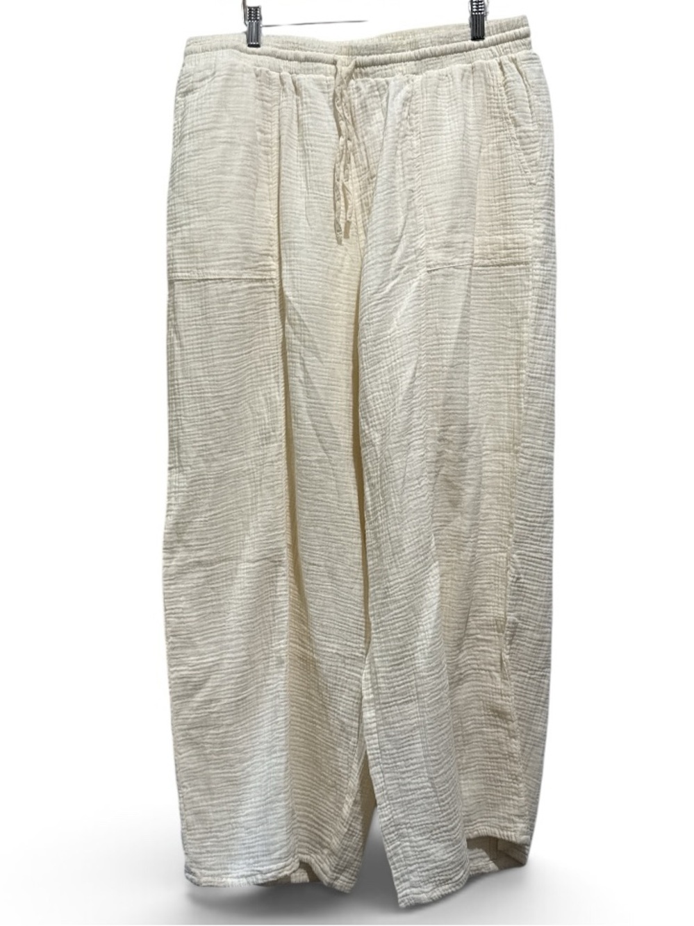 Wide Leg Drawstring Pants in Light Cream #744